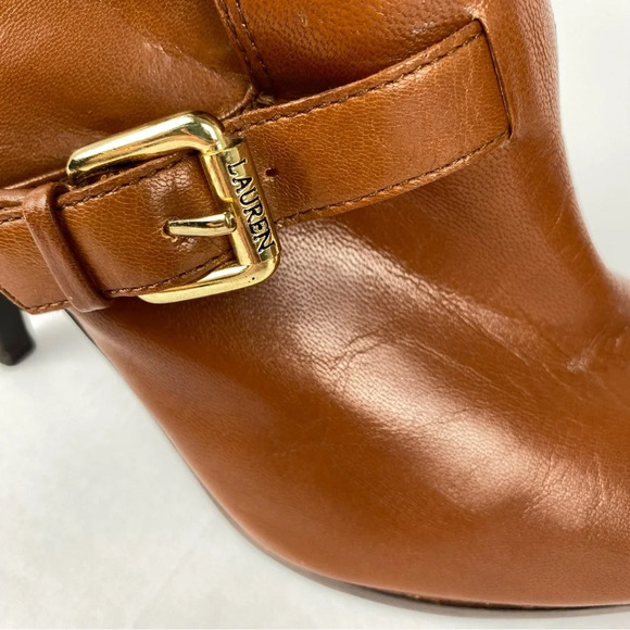 Lauren Ralph Lauren Brown Leather Lorelei Ankle Booties Size 6 - Picture 9 of 16